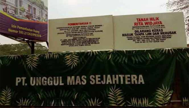 
					Lahan yang disengketakan yang diduga dipasarkan PT Unggul Mas Sejahtera.  