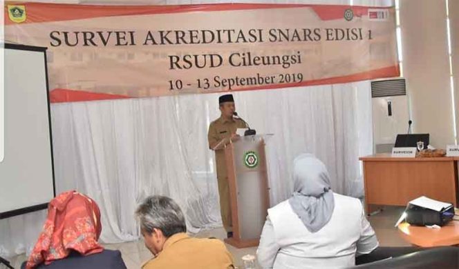 
					Sekretaris Daerah (Sekda) Kabupaten Bogor, Burhanudin menerima tim Akreditasi snars edisi 1 RSUD Cileungsi.