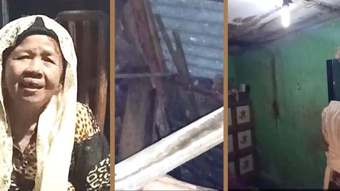 
					Kondisi rumah Mak Ati hampir ambruk dan tak layak huni.