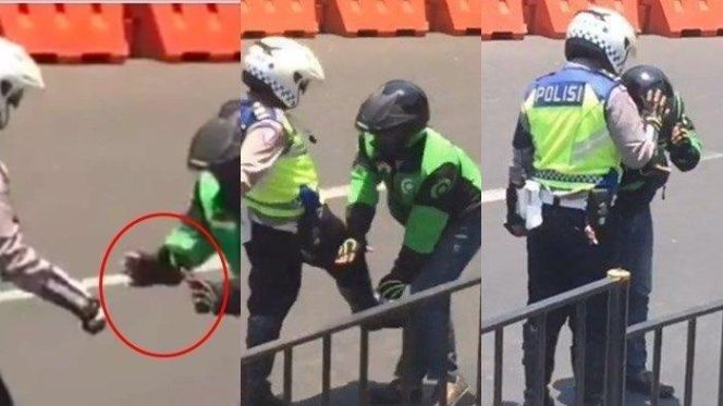 
					Tindakan arogan yang diperlihatkan Polantas Bogor Kota dengan menendang driver ojol di kawasan Tugu Jujang Bogor.