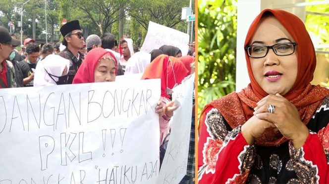 
					Sejumlah PKL Puncak, Cisarua menggeruduk Kantor Bupati Bogor di Jalan Raya Tegar Beriman, Kecamatan Cibinong.