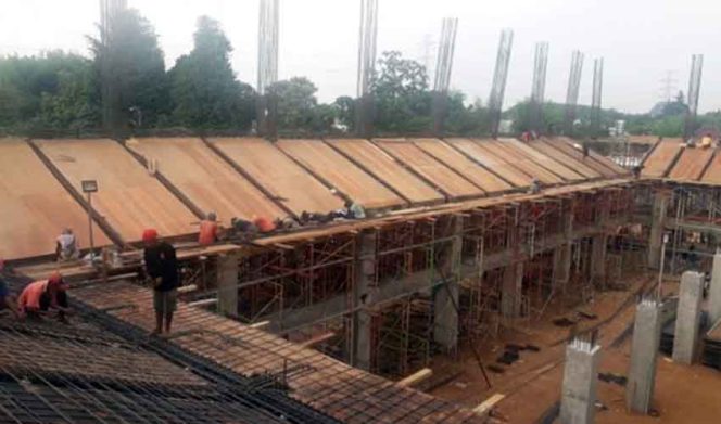 
					Persiapan pengecoran tribun GOR di kawasan GDC, Kecamatan Cilodong, Kota Depok.  