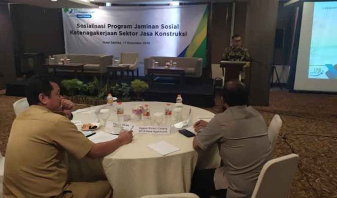 
					Suasana sosialisasi Program BP Jamsostek kepada Asosiasi Jasa Konstruksi. 