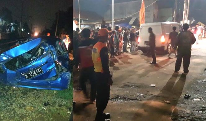 
					Kecelakaan maut melibatkan sebuah mobil jenis Daihatsu Sigra dengan KA Argo Parahyangan Bandung Jakarta di perlintas pintu kereta di Jalan Raya Bosih, Kelurahan Wanasari, Kecamatan Cibitung.