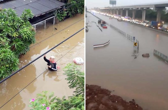 
					Kota Bekasi lumpuh diakibatkan luapan banjir di sejumlah permukiman warga maupun akses jalan.