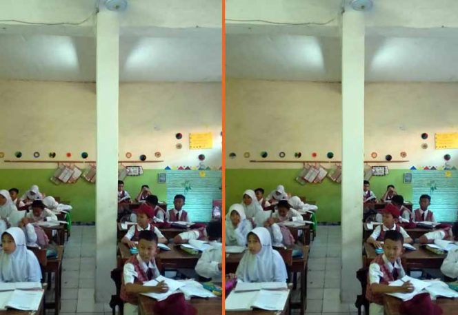 
					Ruang kelas ditopang, Kuatir bangunan sekolah rubuh dan terjadi hal-hal yang tidak diinginkan.