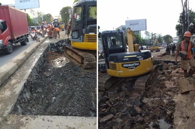 
					Proyek galian PT Perusahaan Listrik Negara (PLN) untuk penambahan daya, di Jalan Sultan Agung, Medan Satria, Kota Bekasi.